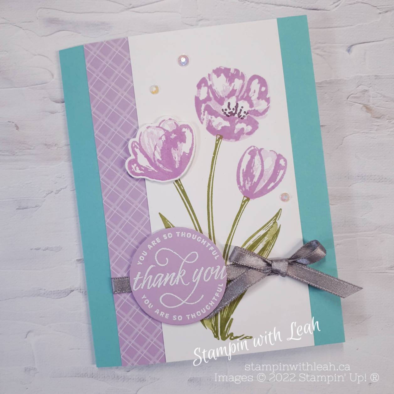 Flowering Tulips Thank You Card | Stampin With Leah